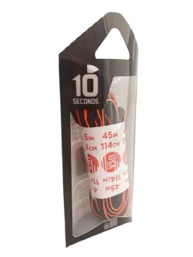 10 Seconds ® Athletic Oval Laces | Black/Neon Orange Piping