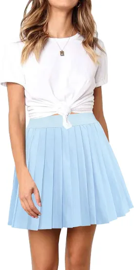 Afibi Women Short Uniform High Waist Pleated Skater Tennis Skirt with Shorts