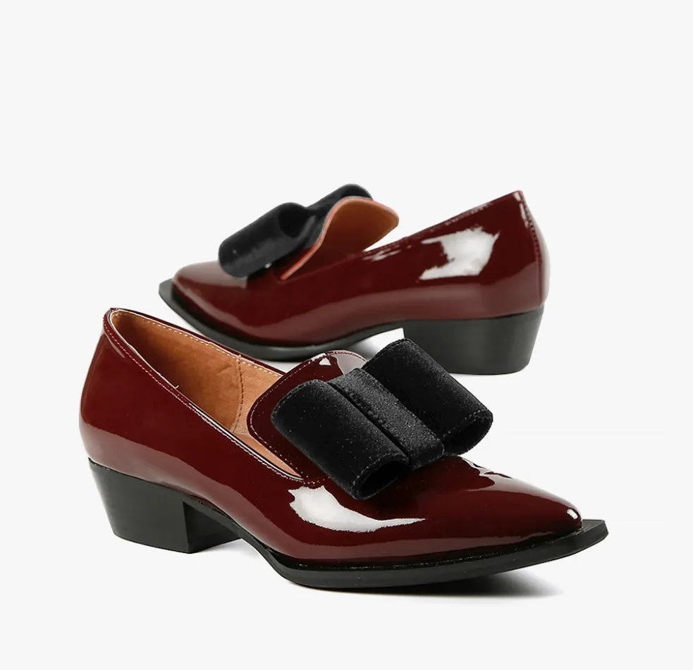 All Black Pat and Bow Loafer G130