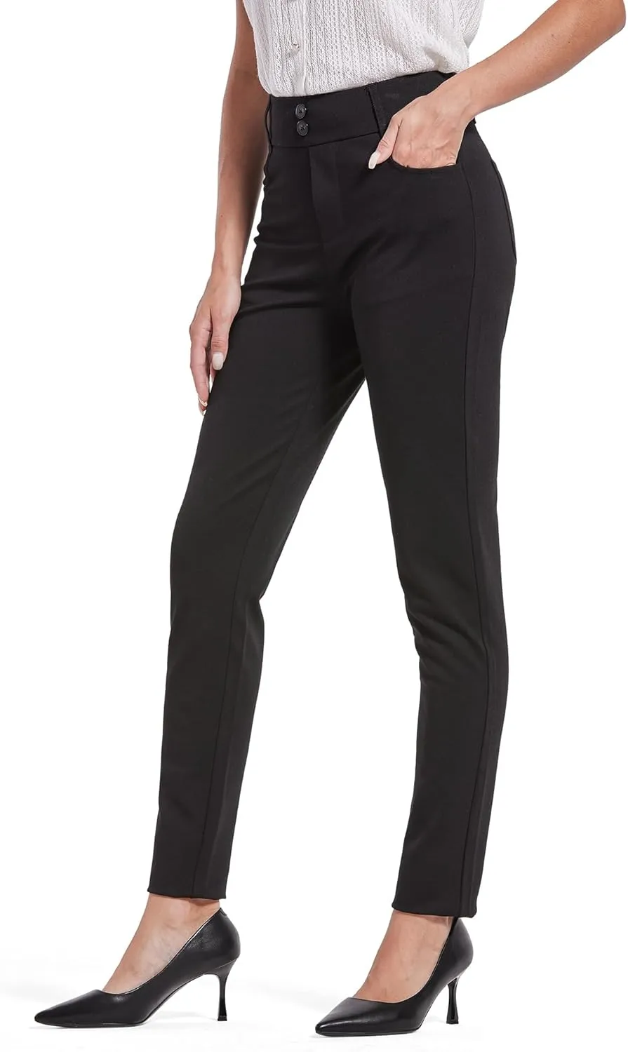 Bamans Dress Pants Women Work Skinny Leg Pants Formal High Waisted Black Trousers Business Casual Office Ladies Slacks