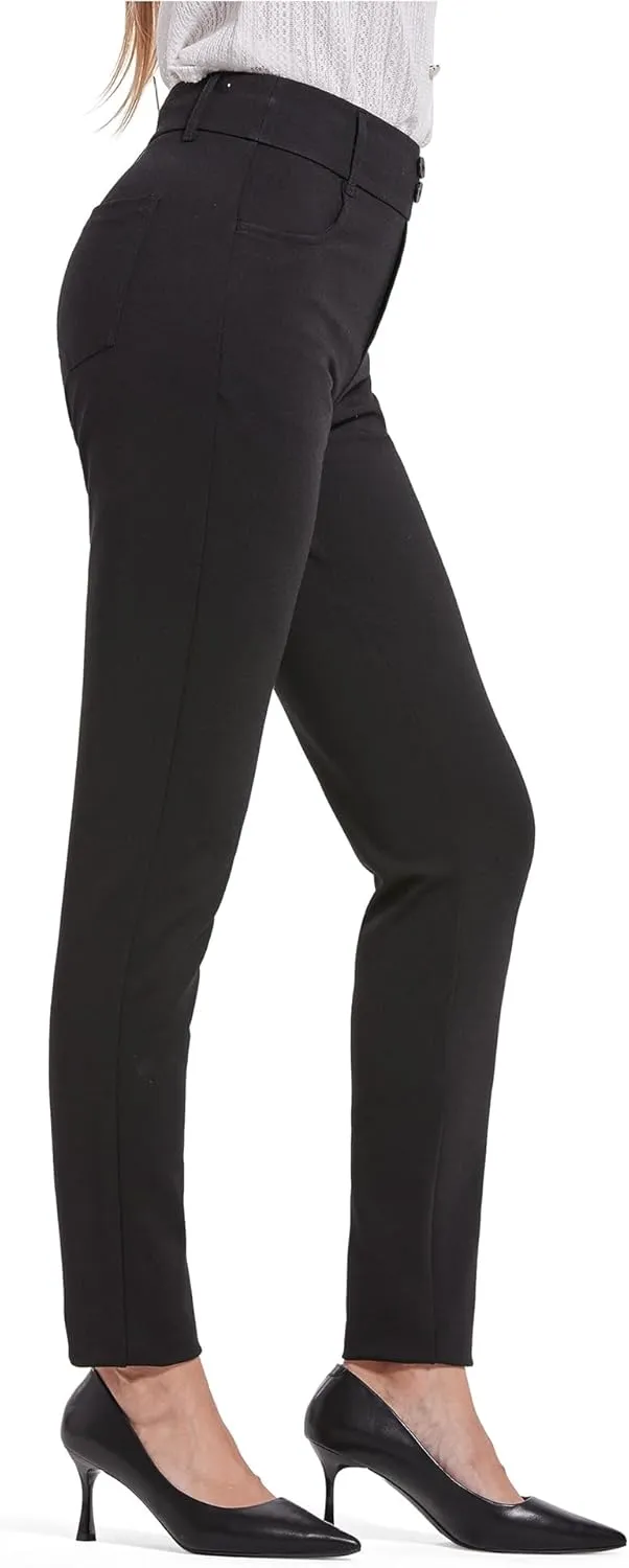 Bamans Dress Pants Women Work Skinny Leg Pants Formal High Waisted Black Trousers Business Casual Office Ladies Slacks