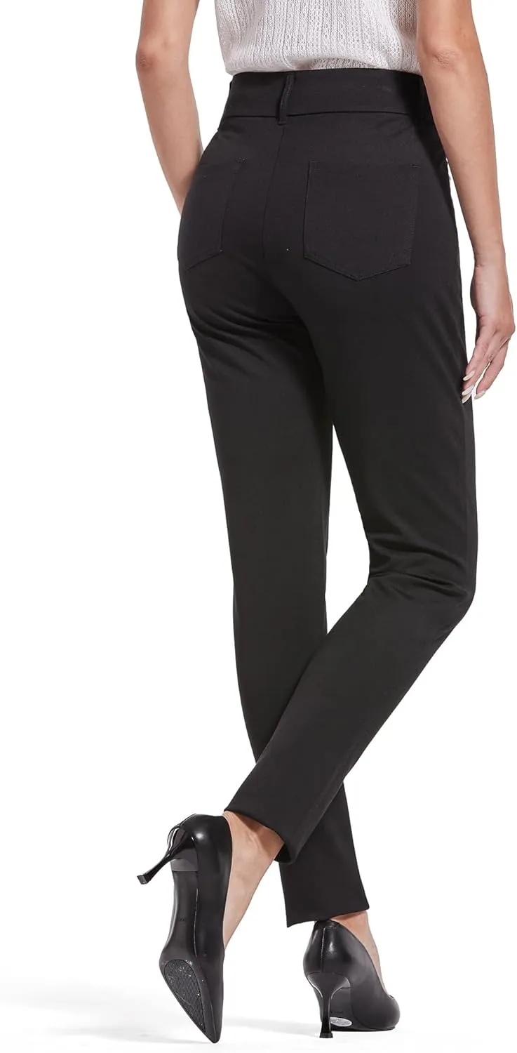 Bamans Dress Pants Women Work Skinny Leg Pants Formal High Waisted Black Trousers Business Casual Office Ladies Slacks