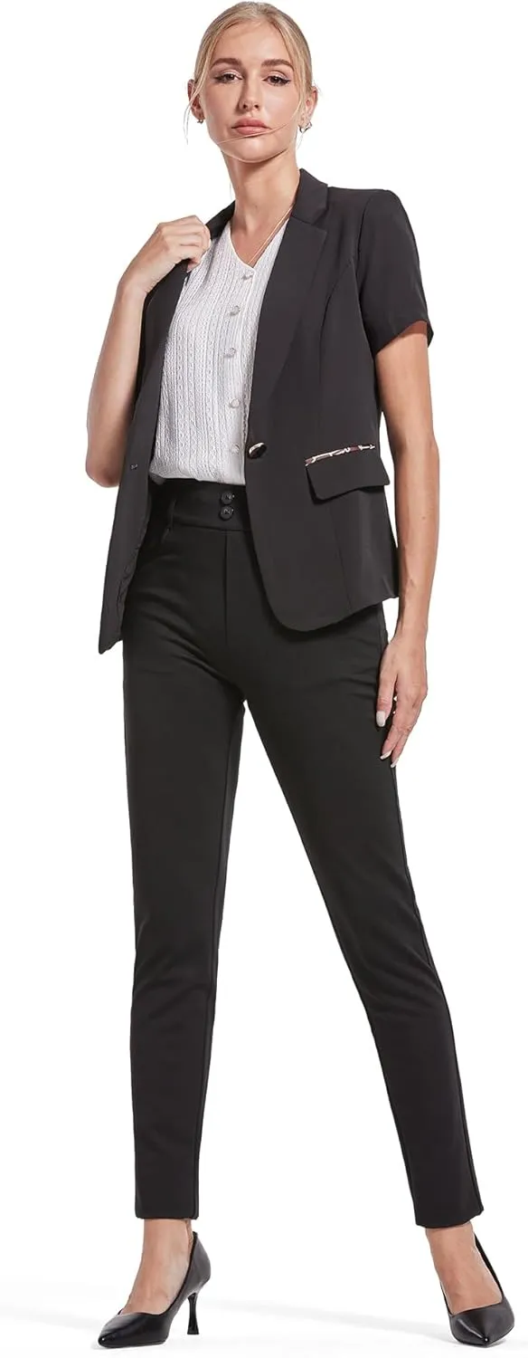 Bamans Dress Pants Women Work Skinny Leg Pants Formal High Waisted Black Trousers Business Casual Office Ladies Slacks