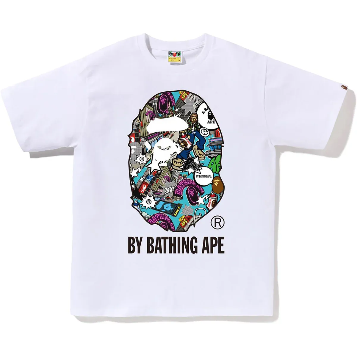 Bape Comic Art Ape Head White Tee