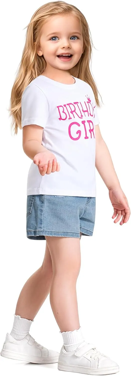 Birthday Girl Shirt Toddler Baby Girls Birthday Outfit Cotton T-Shirt Size 2-10 Years