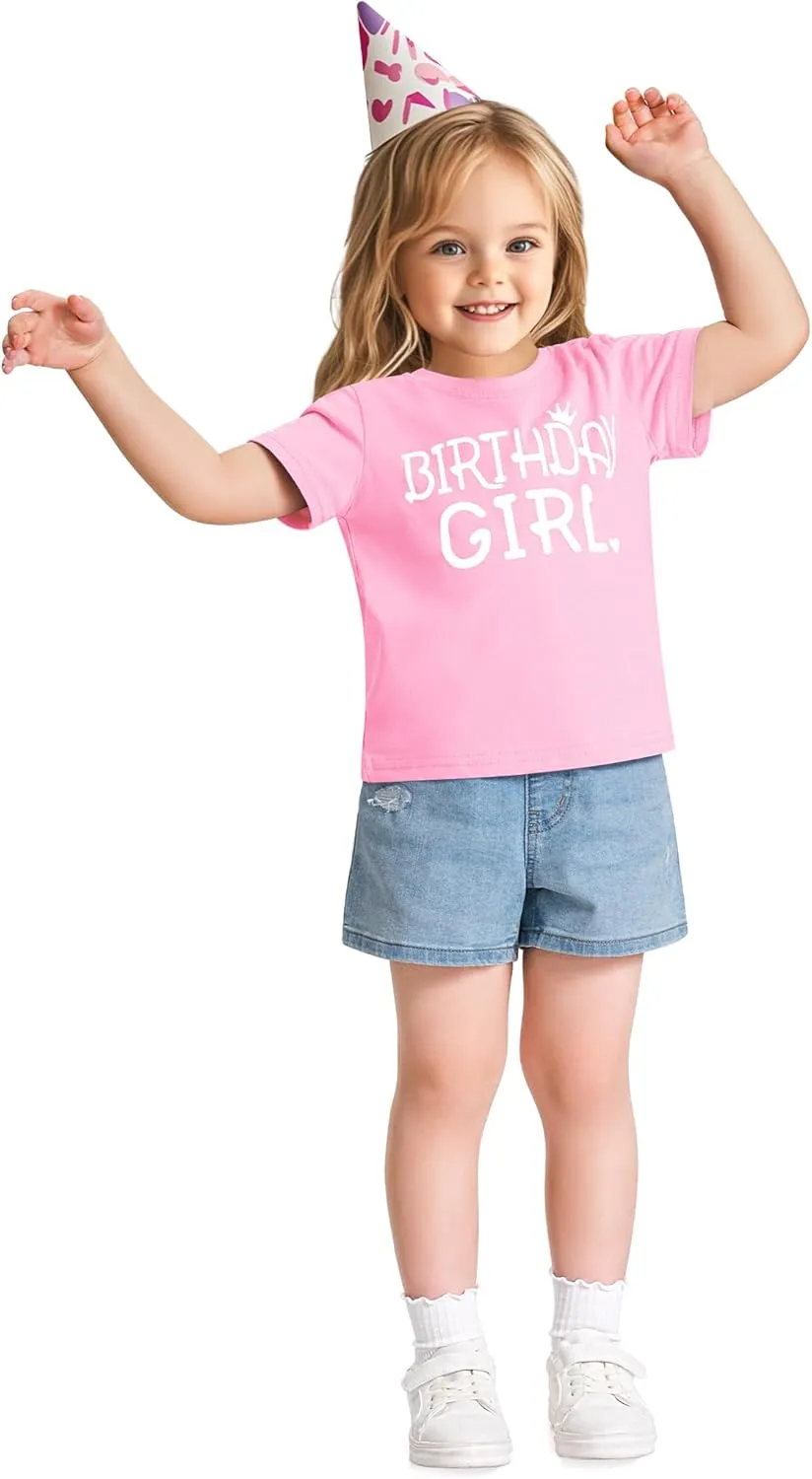 Birthday Girl Shirt Toddler Baby Girls Birthday Outfit Cotton T-Shirt Size 2-10 Years