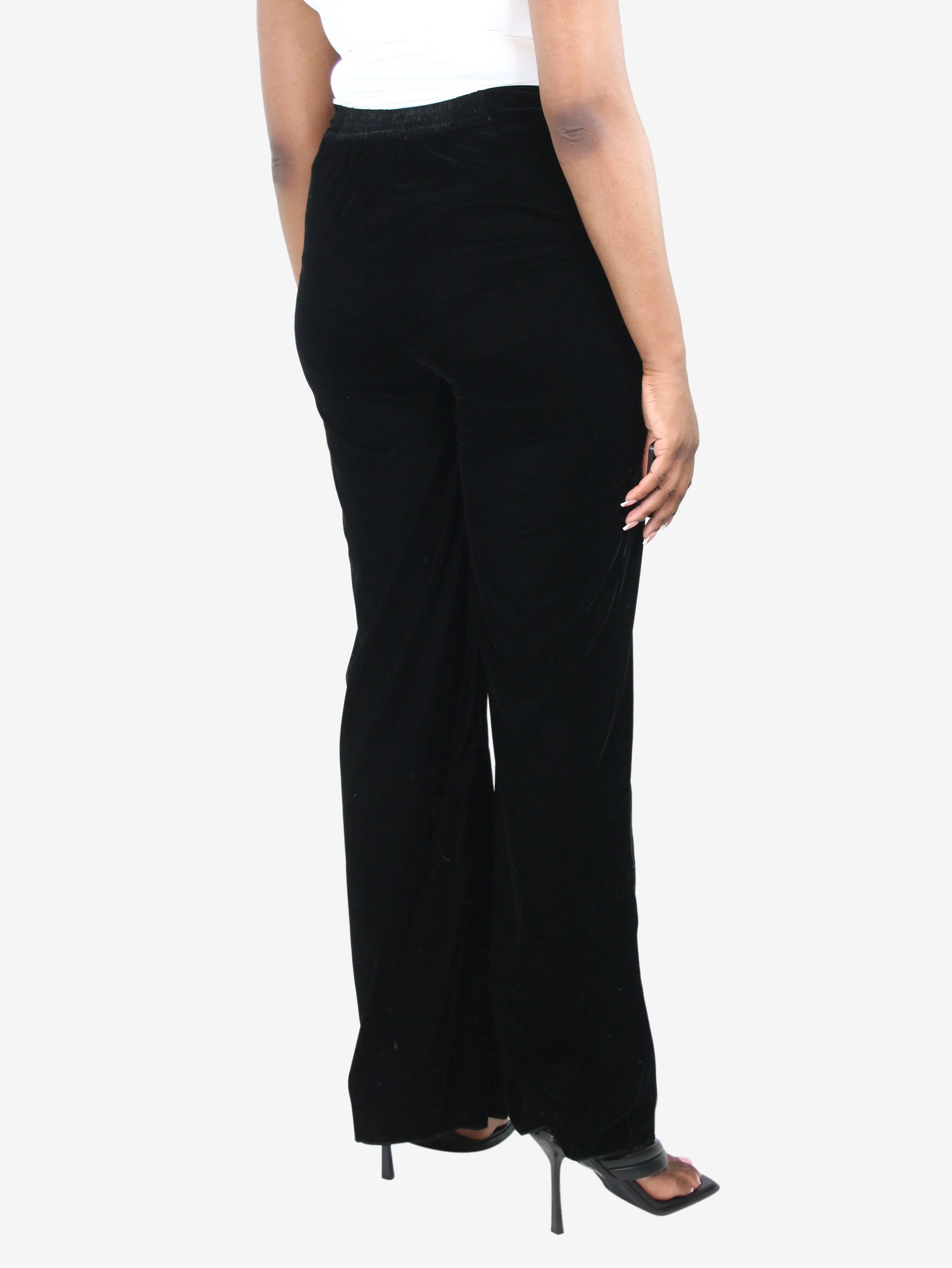 Black velvet straight-leg pants- size UK 14