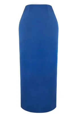 Blue Bonded Satin "Staedtler" Skirt