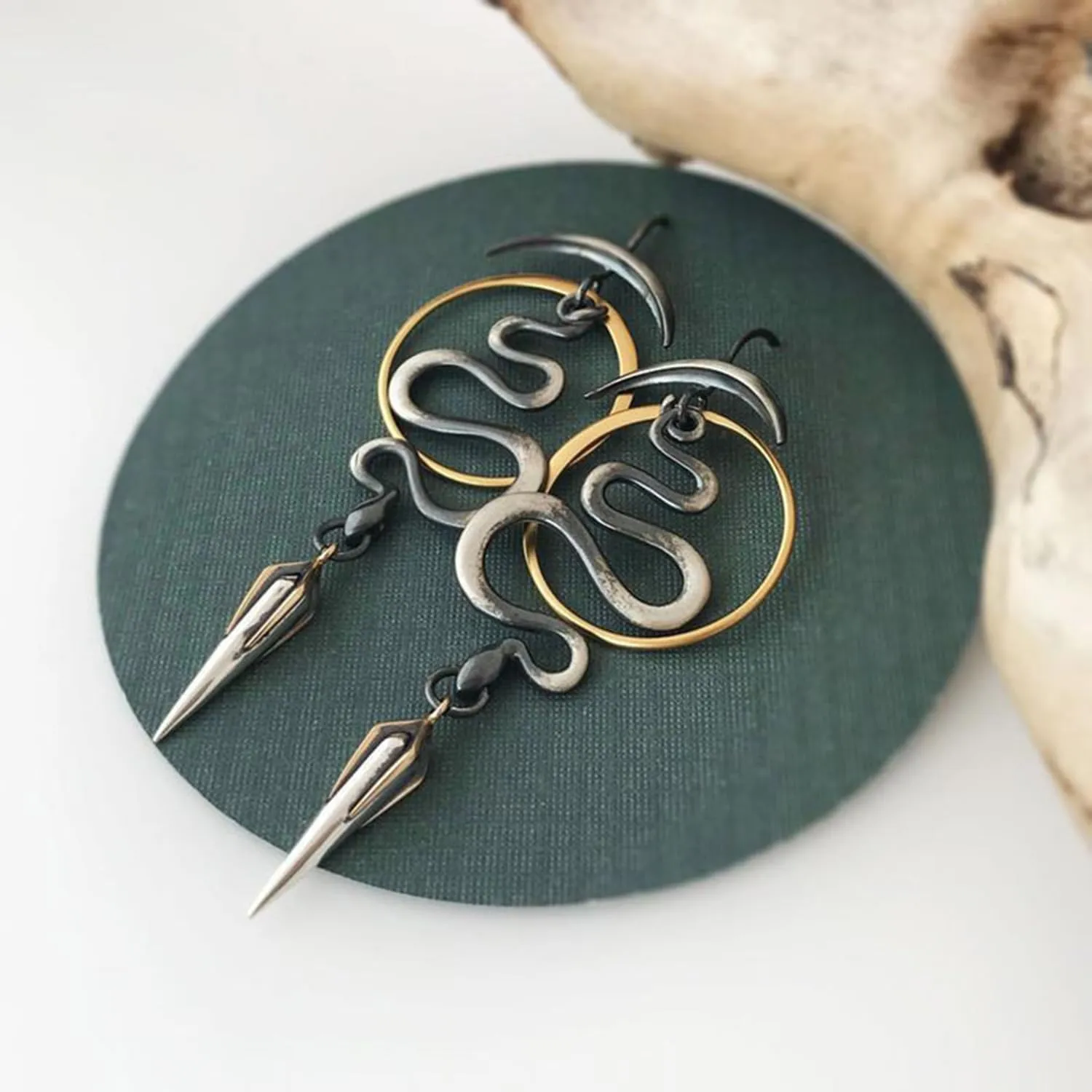Boho Earrings, Gray Teardrop Earrings, Flower Earrings, Dangle Ethnic Earrings for Women, Handmade Bohemian Trendy Boho Vintage Jewelry