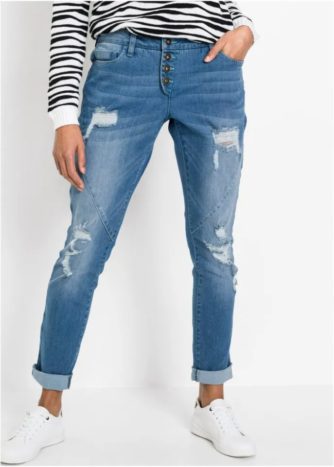 Boyfriend jeans ruined with recycled polyester Rainbow, blue