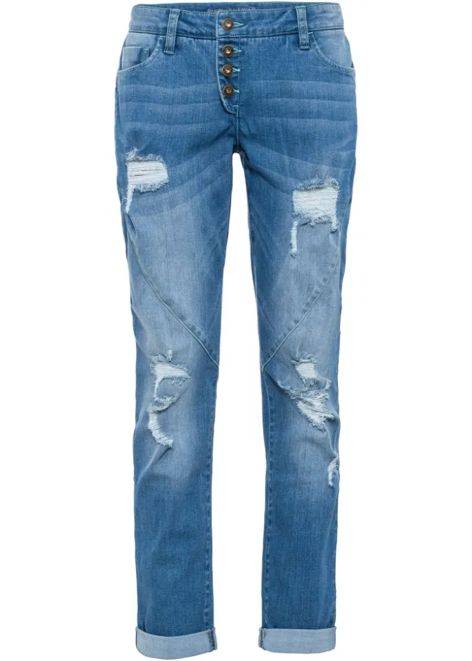 Boyfriend jeans ruined with recycled polyester Rainbow, blue