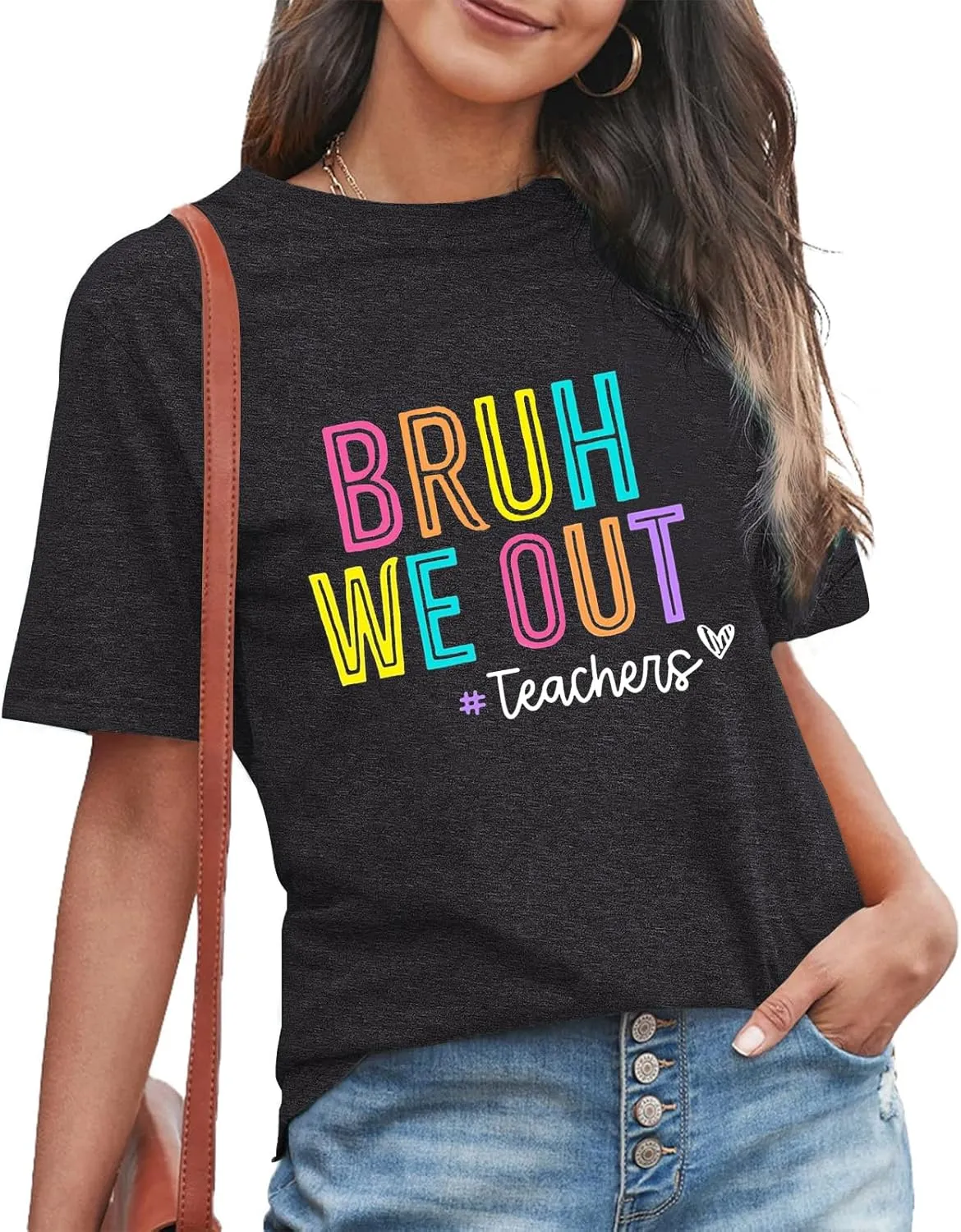 Bruh We Out Teachers Shirt Women Last Day of School Tee Shirt Schools Out for Summer Tshirt Casual Tops