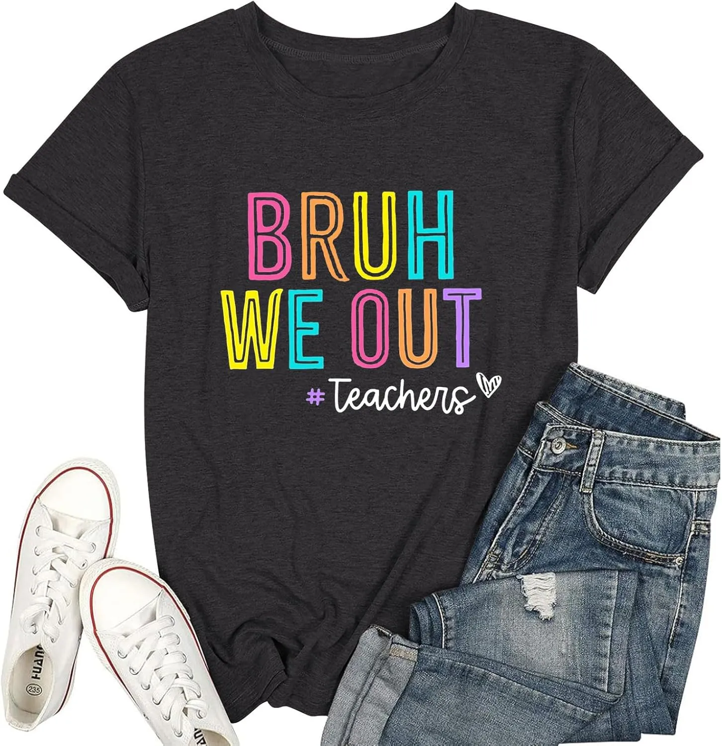 Bruh We Out Teachers Shirt Women Last Day of School Tee Shirt Schools Out for Summer Tshirt Casual Tops