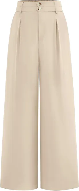 BTFBM Women Wide Leg Dress Pants 2025 High Waisted Button Pleated Business Casual Trousers Office Work Palazzo Pants
