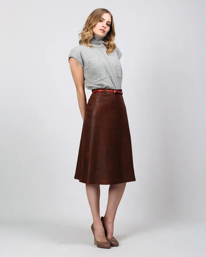 Buttery Soft A-Line Leather Skirt