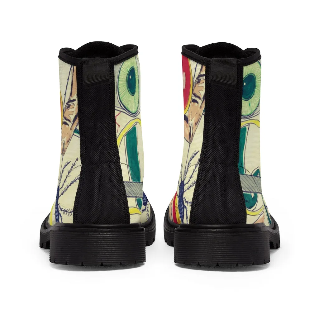 Canvas Boots AL BLUE DESIGNED ART