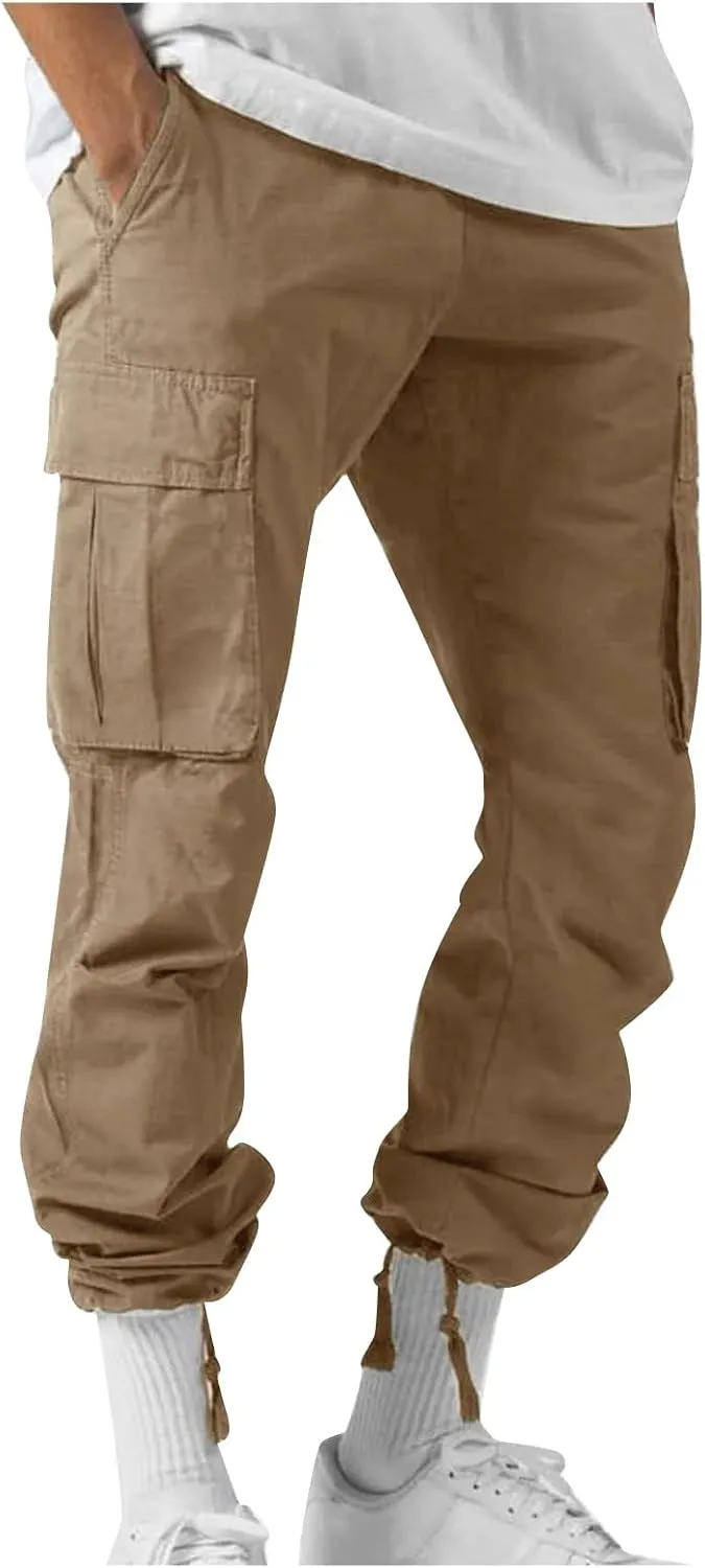 Cargo Pants for Men Lightweight Elastic Waist Joggers Casual Athletic Hiking Pants Multi Pockets 2025 Tactical Pants