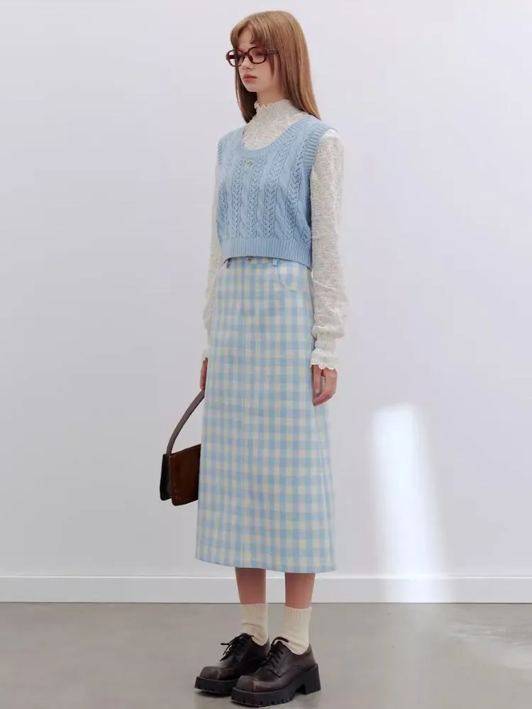 Color clash long A-line skirt【s0000006194】