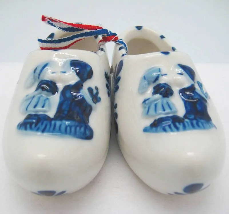 Delft Shoe Pair with Embossed Kiss Design