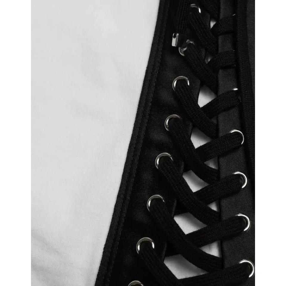 Dolce & Gabbana White 2000 Fashion Moment Lacing Detailed Tee T-shirt