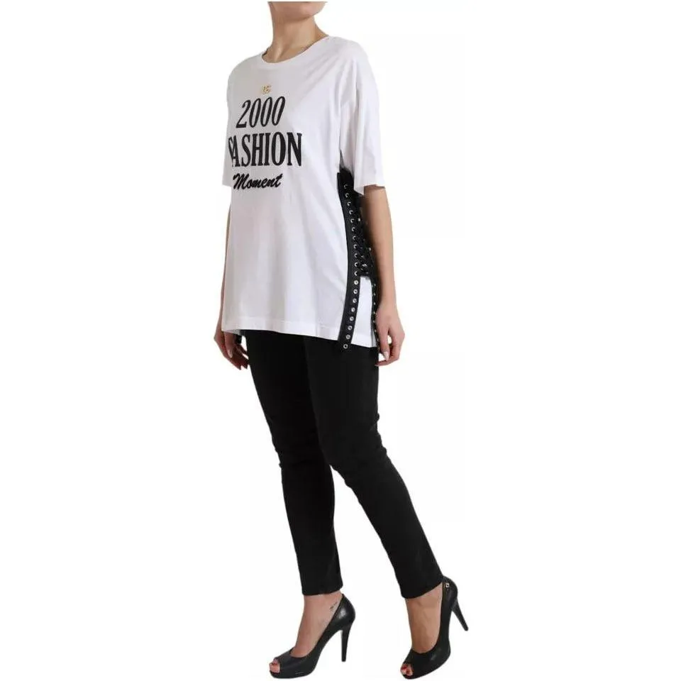 Dolce & Gabbana White 2000 Fashion Moment Lacing Detailed Tee T-shirt