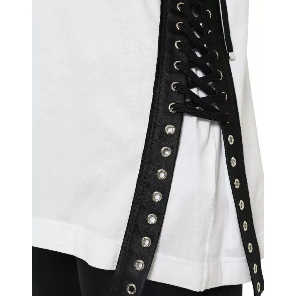 Dolce & Gabbana White 2000 Fashion Moment Lacing Detailed Tee T-shirt