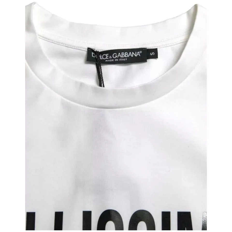 Dolce & Gabbana White Bellissima Cotton Crew Neck T-shirt