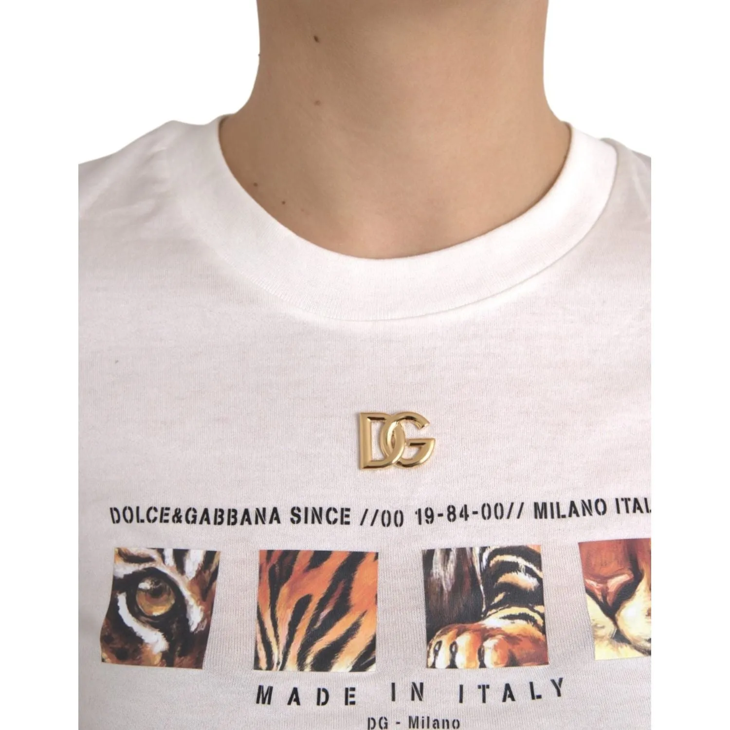 Dolce & Gabbana White Cotton Short Sleeves Crew Neck T-shirt