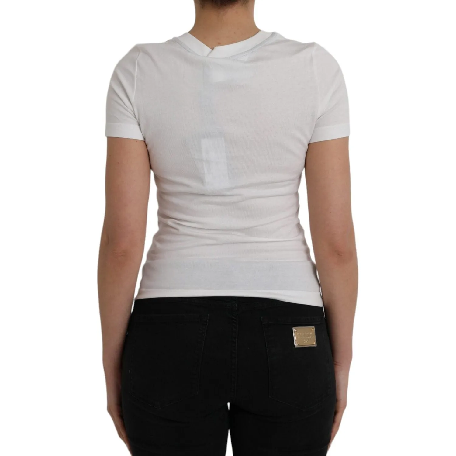 Dolce & Gabbana White Cotton Short Sleeves Crew Neck T-shirt