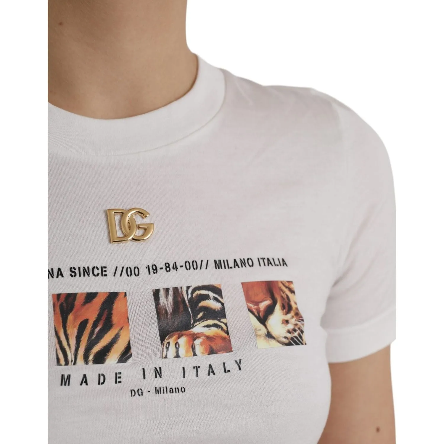 Dolce & Gabbana White Cotton Short Sleeves Crew Neck T-shirt