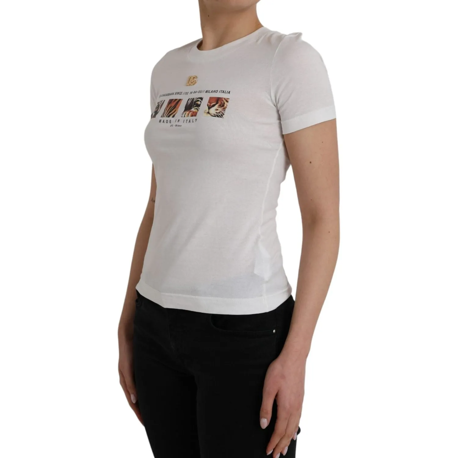 Dolce & Gabbana White Cotton Short Sleeves Crew Neck T-shirt