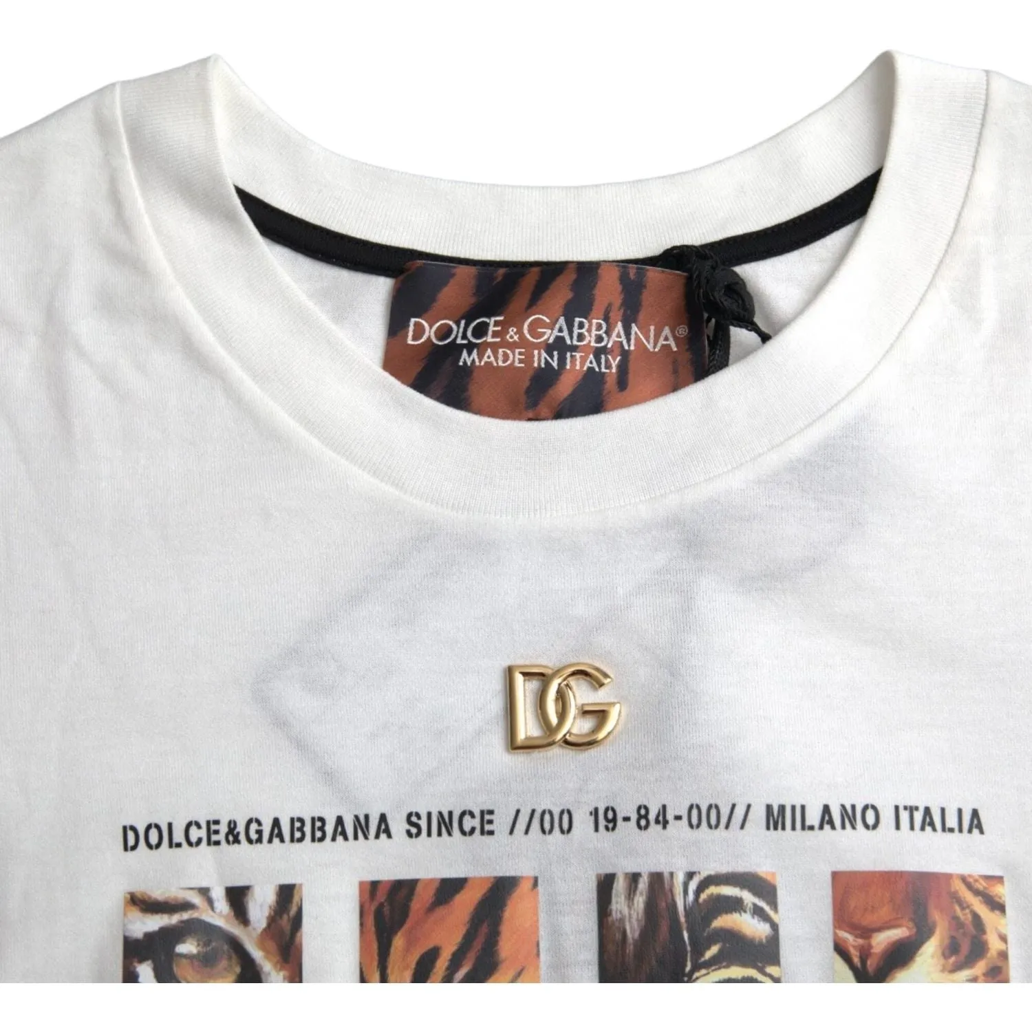 Dolce & Gabbana White Cotton Short Sleeves Crew Neck T-shirt