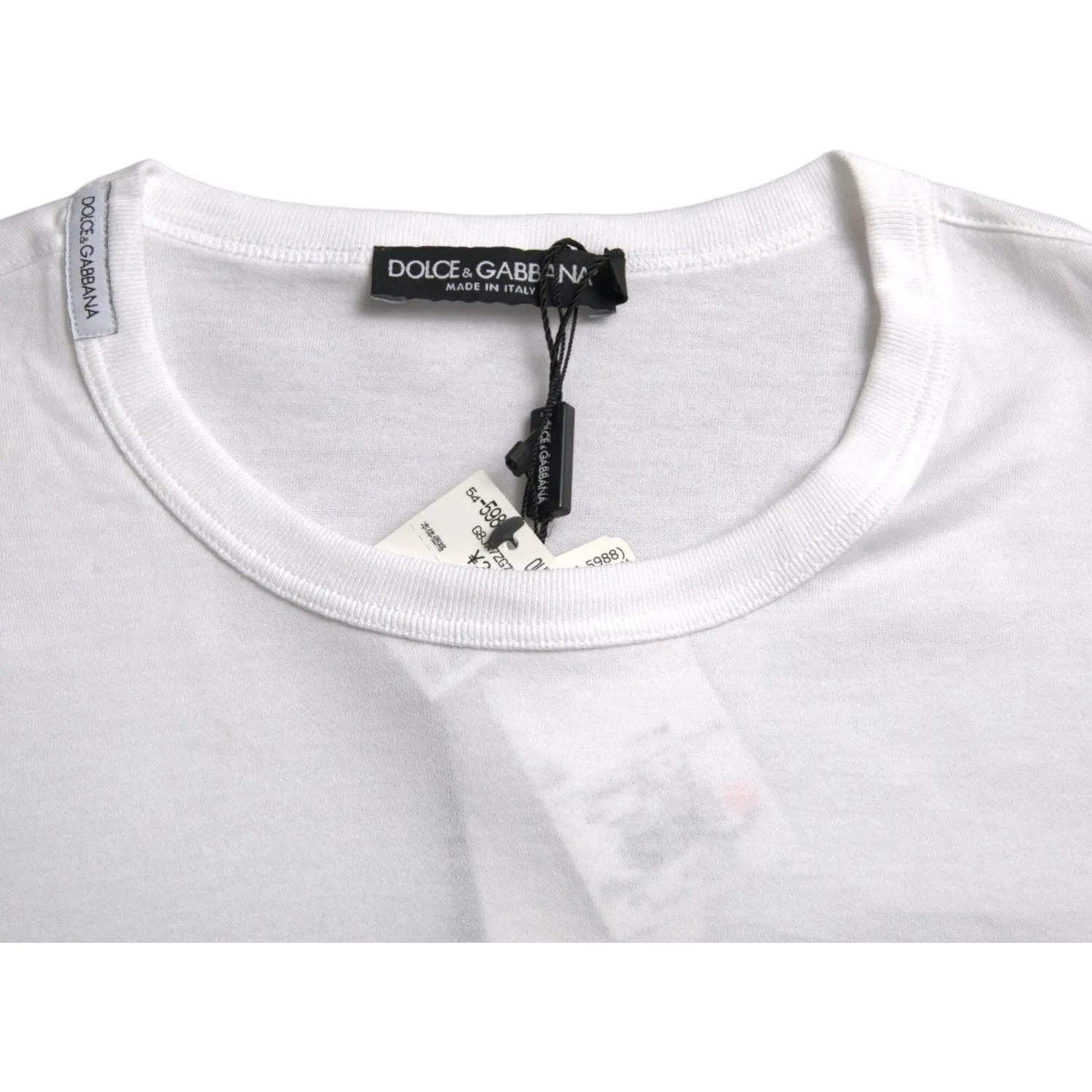 Mens Dolce & Gabbana White Short Sleeve T-Shirt with Logo Embroidery