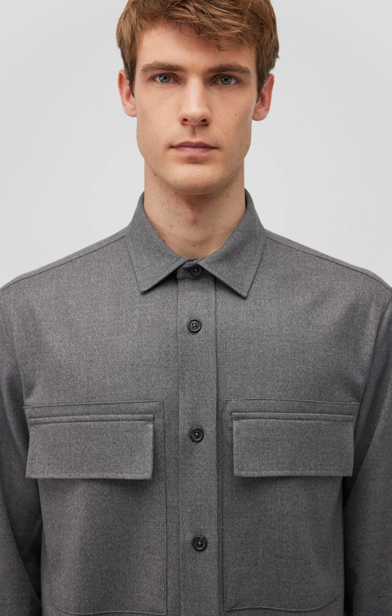 DOUBLE POCKET SHIRT IN DARK GREY MELANGE