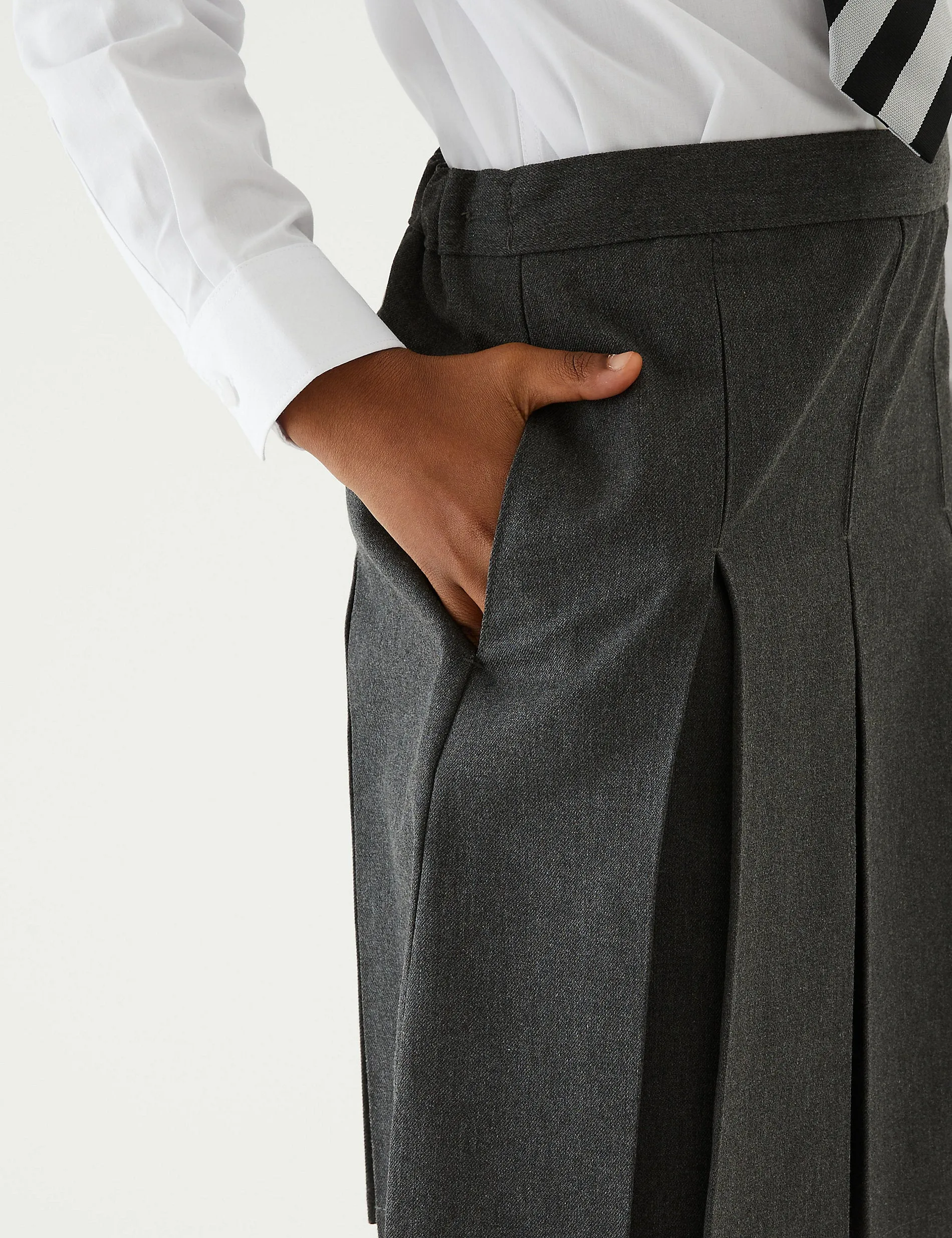 Girls' (2-18 years) Marks & Spencer Large Fit Pleated School Skirt, Gray