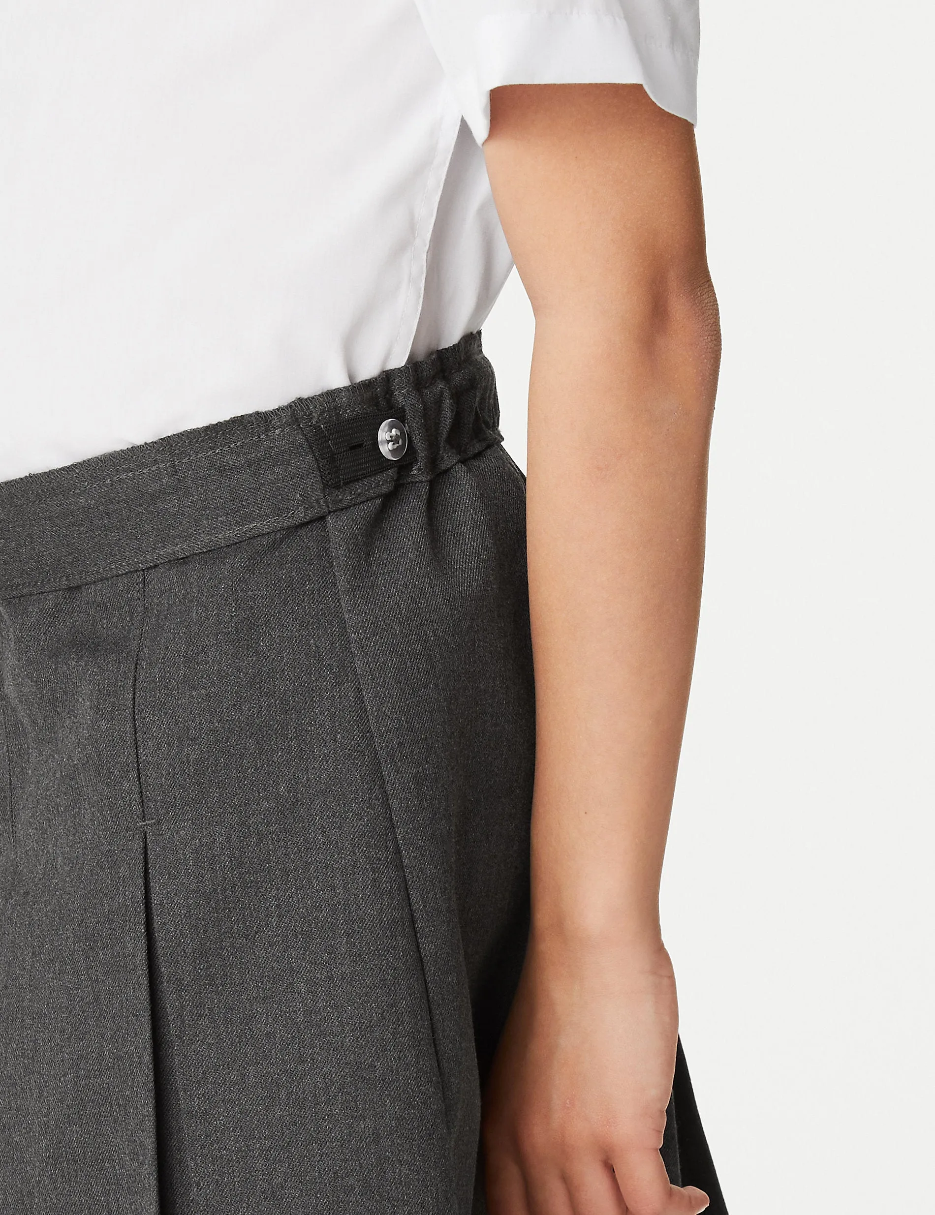 Girls' (2-18 years) Marks & Spencer Large Fit Pleated School Skirt, Gray