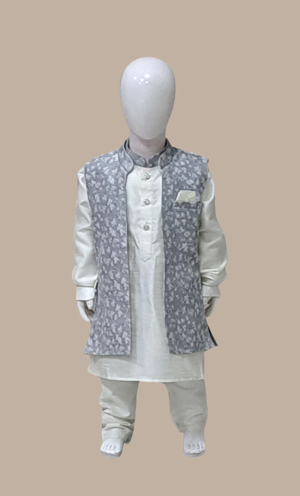 Grey Embroidered Kurta Set