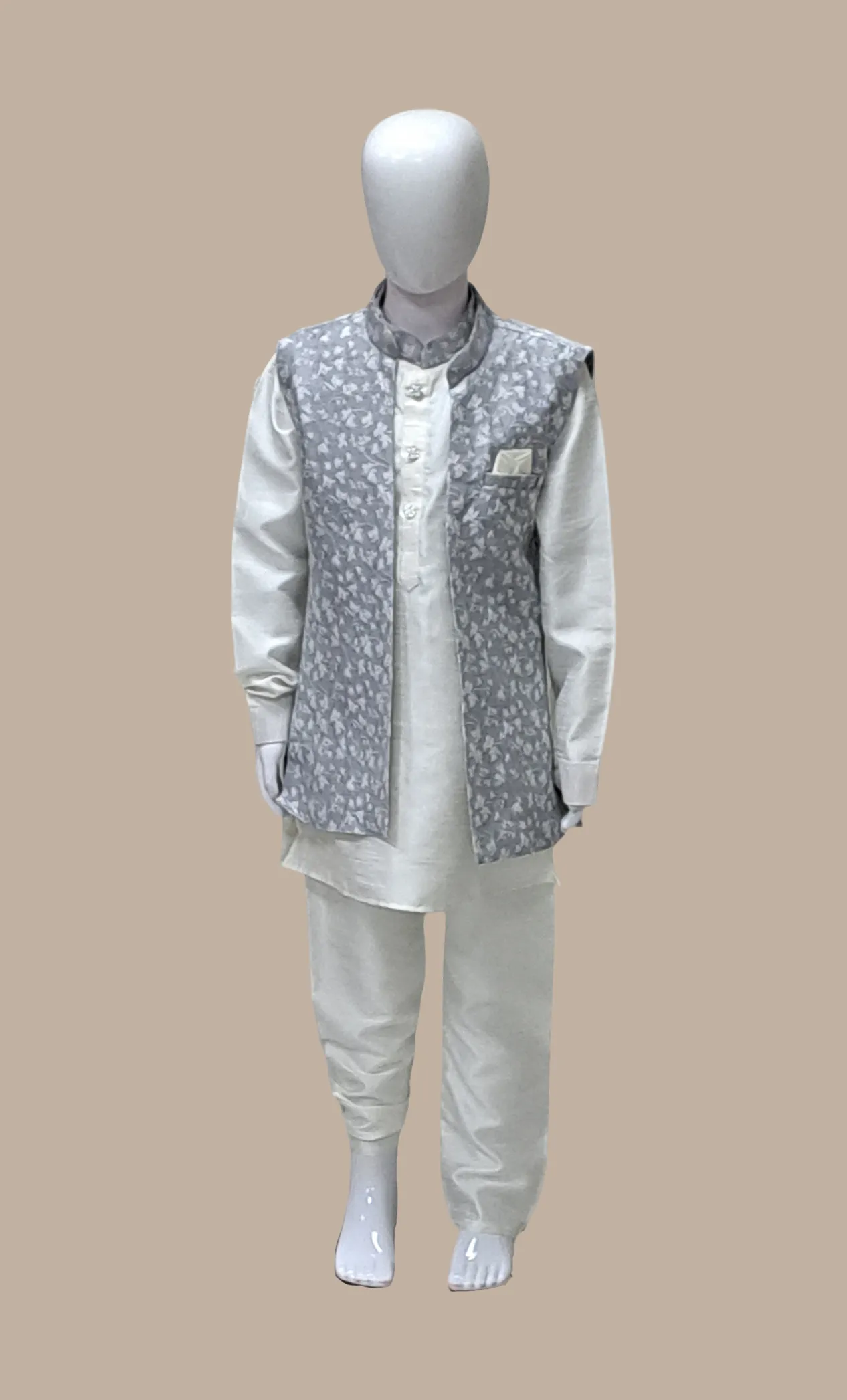 Grey Embroidered Kurta Set