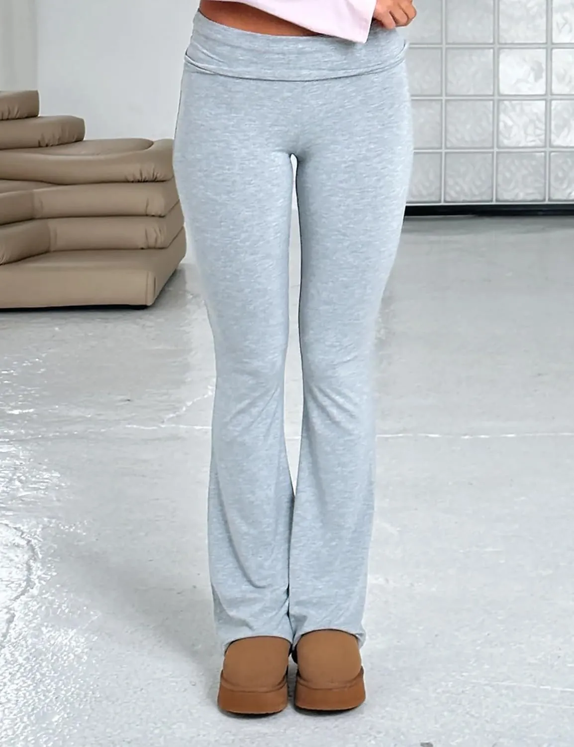 KMBANGI Women Skinny Pants Fold Over Bootcut Stretchy Yoga Flare Leggings Long Y2k Joggers Sweatpants Lounge Streetwear
