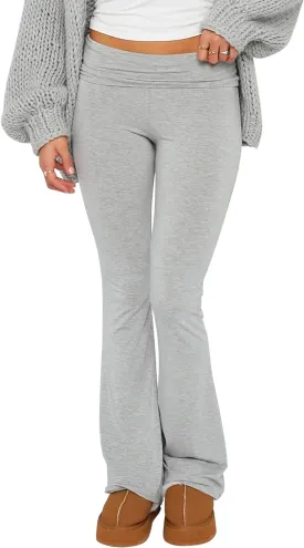 KMBANGI Women Skinny Pants Fold Over Bootcut Stretchy Yoga Flare Leggings Long Y2k Joggers Sweatpants Lounge Streetwear