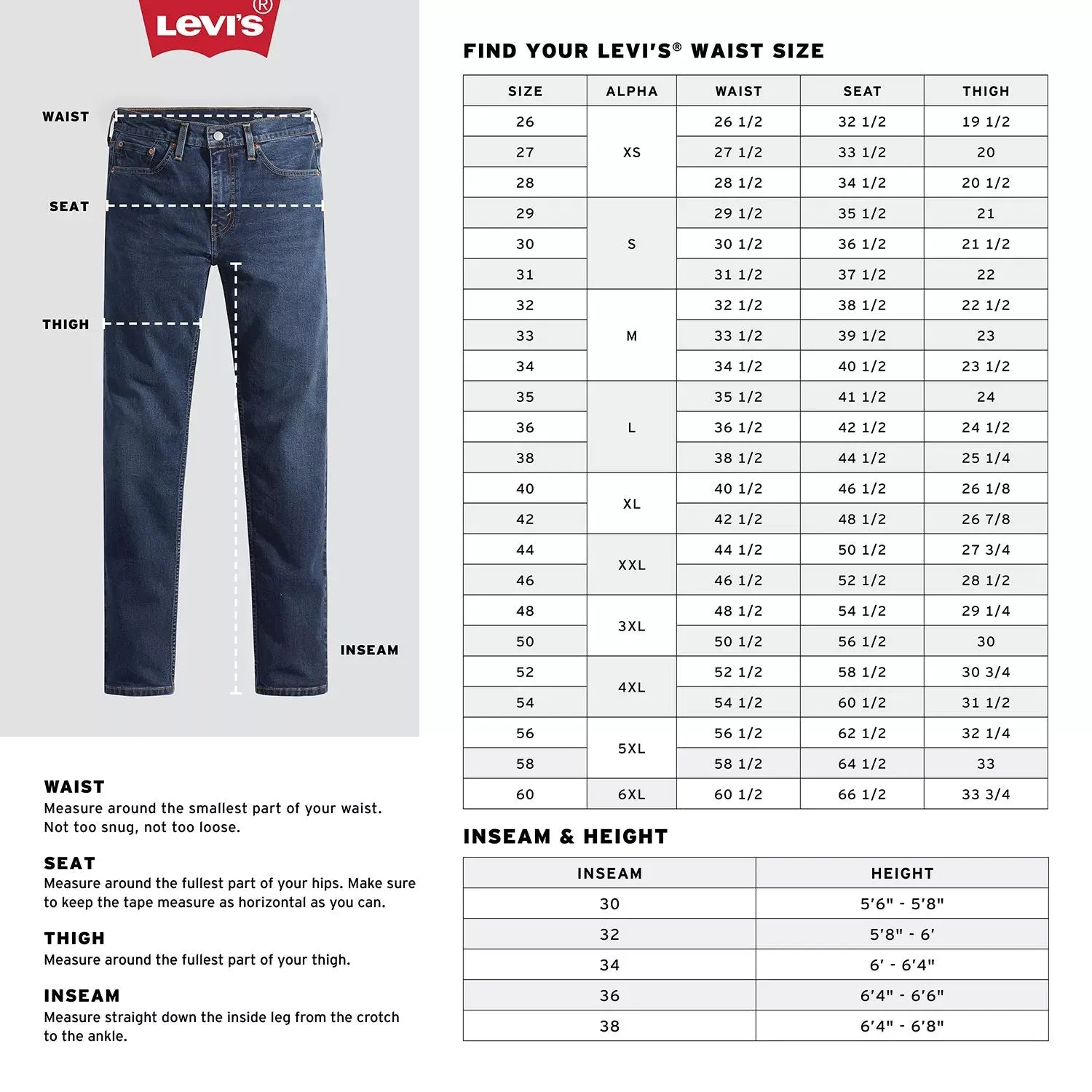 Large and tall jeans 501 Levi's, dark blue