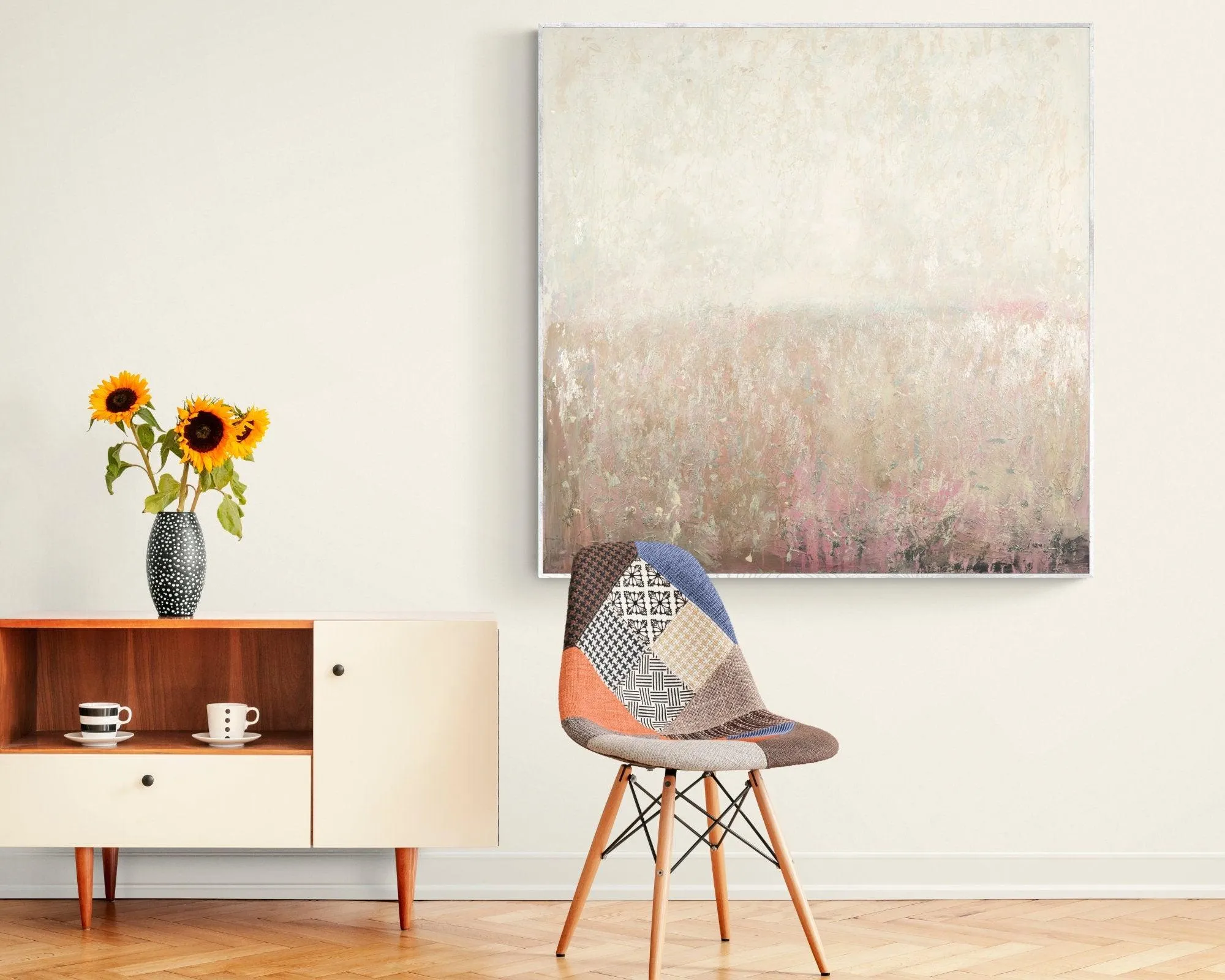 Light pastel earth tone decor extra large wall art landscape print, fireplace decor nordic wall art print