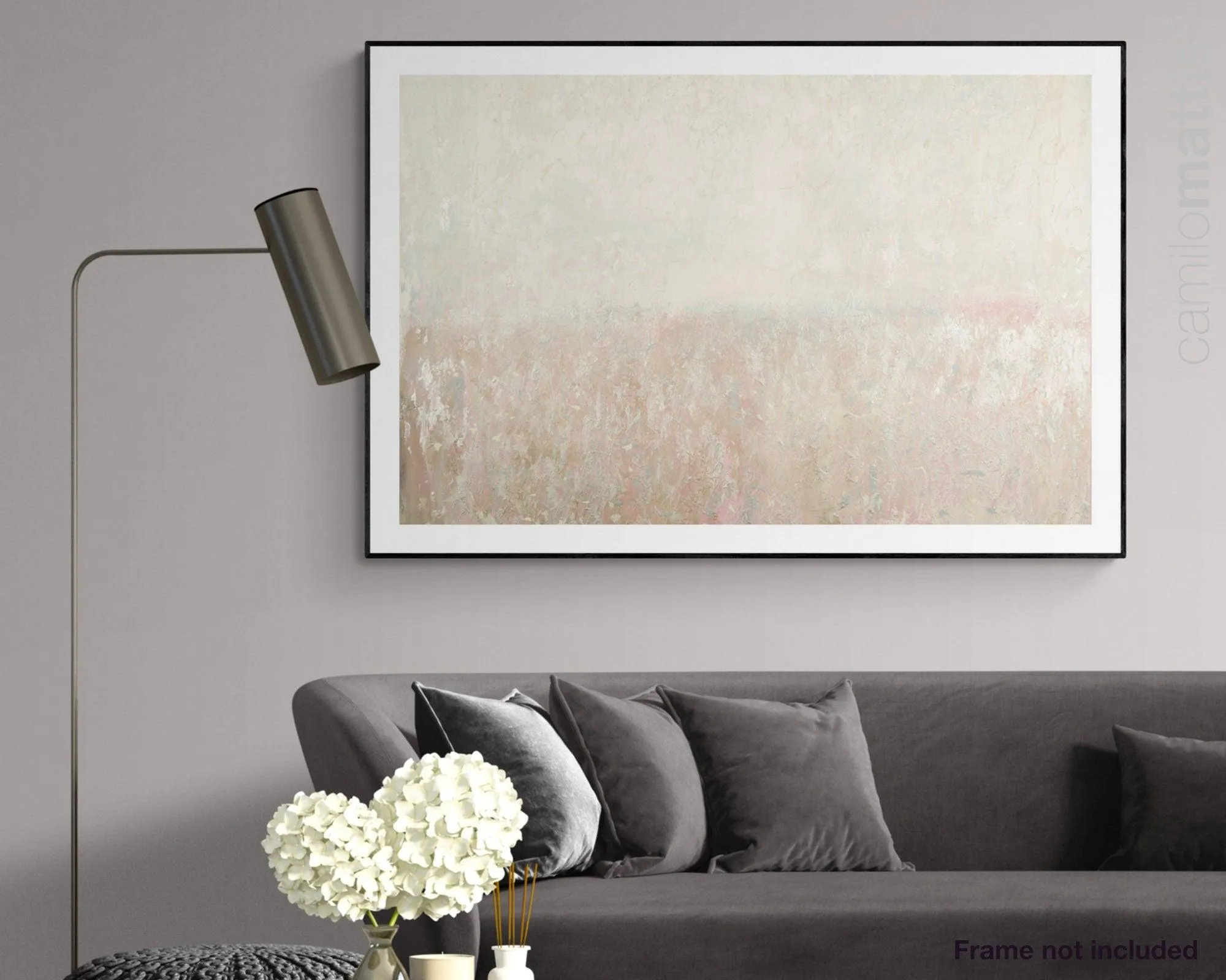 Light pastel earth tone decor extra large wall art landscape print, fireplace decor nordic wall art print