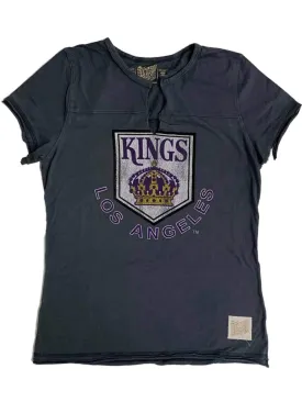 Los Angeles LA Kings Retro Brand WOMEN Gray-Blue Cut V-Neck Retro T-Shirt