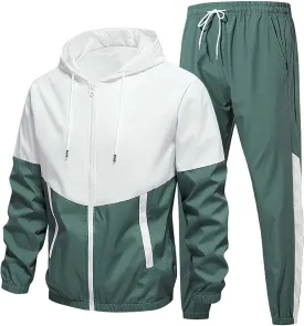 Men's Tracksuit 2 Pieces Set Color Matching Sweatshirt Hoodie Corset Sweatsuits Pullover Casual Workout Sports