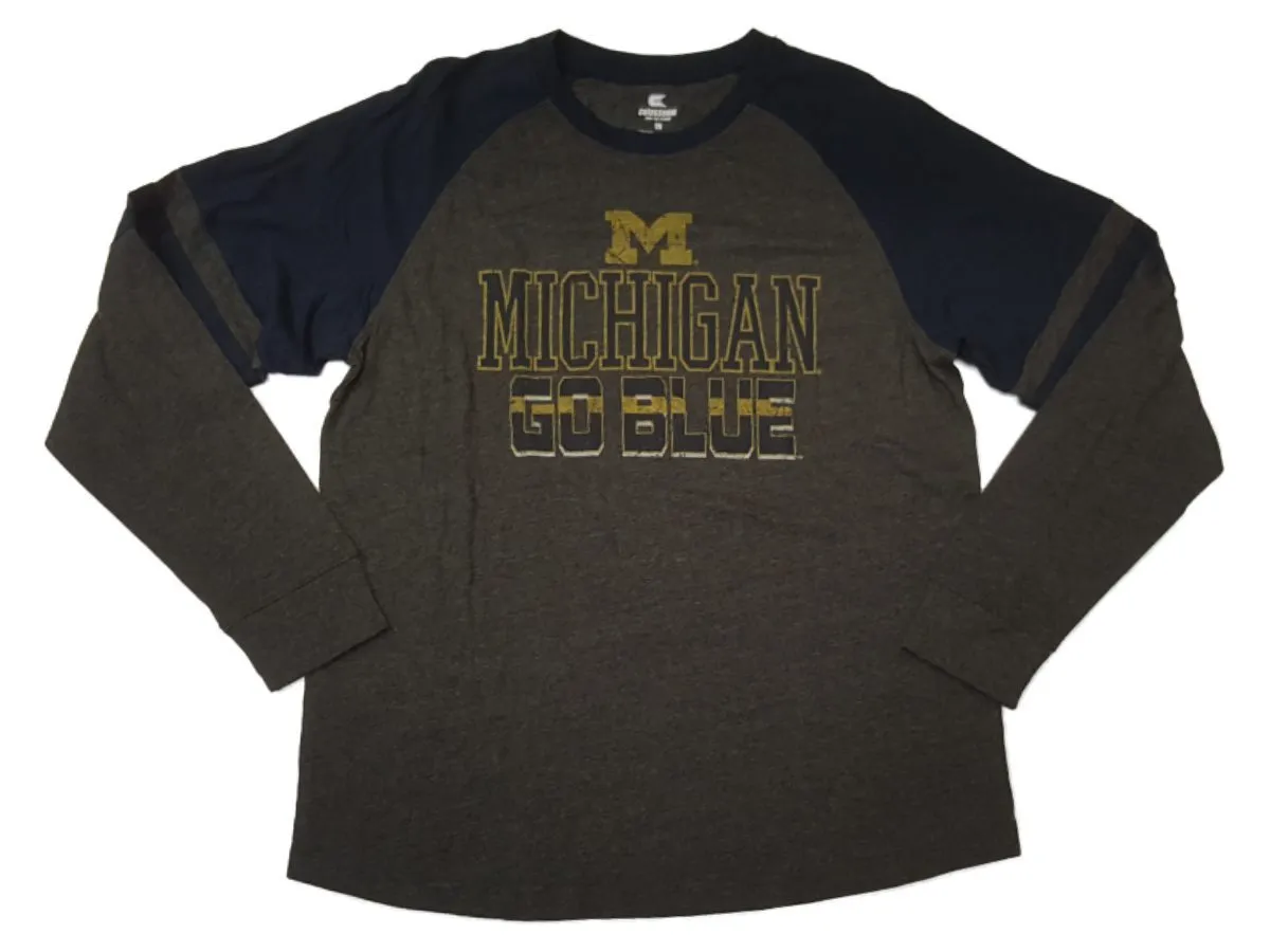 Michigan Wolverines Colosseum Gray & Navy "Go Blue" Long Sleeve T-Shirt (L)