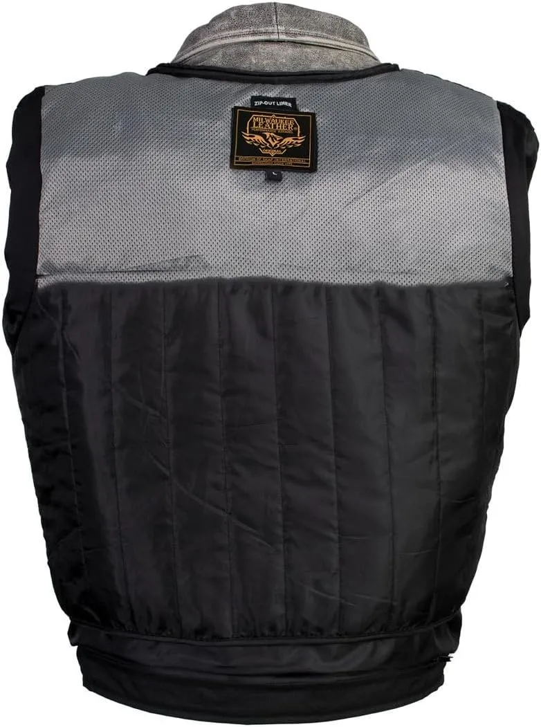 Milwaukee Leather LKM17001 Men's Classic Distressed Gray Motorcycle Leather Riders Jacket - 5X-Large