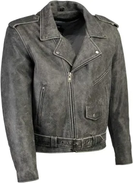 Milwaukee Leather LKM17001 Men's Classic Distressed Gray Motorcycle Leather Riders Jacket - 5X-Large