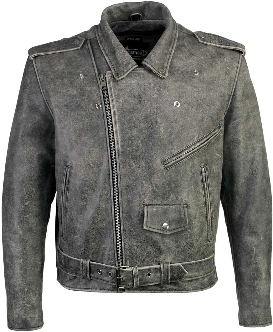 Milwaukee Leather LKM17001 Men's Classic Distressed Gray Motorcycle Leather Riders Jacket - 5X-Large
