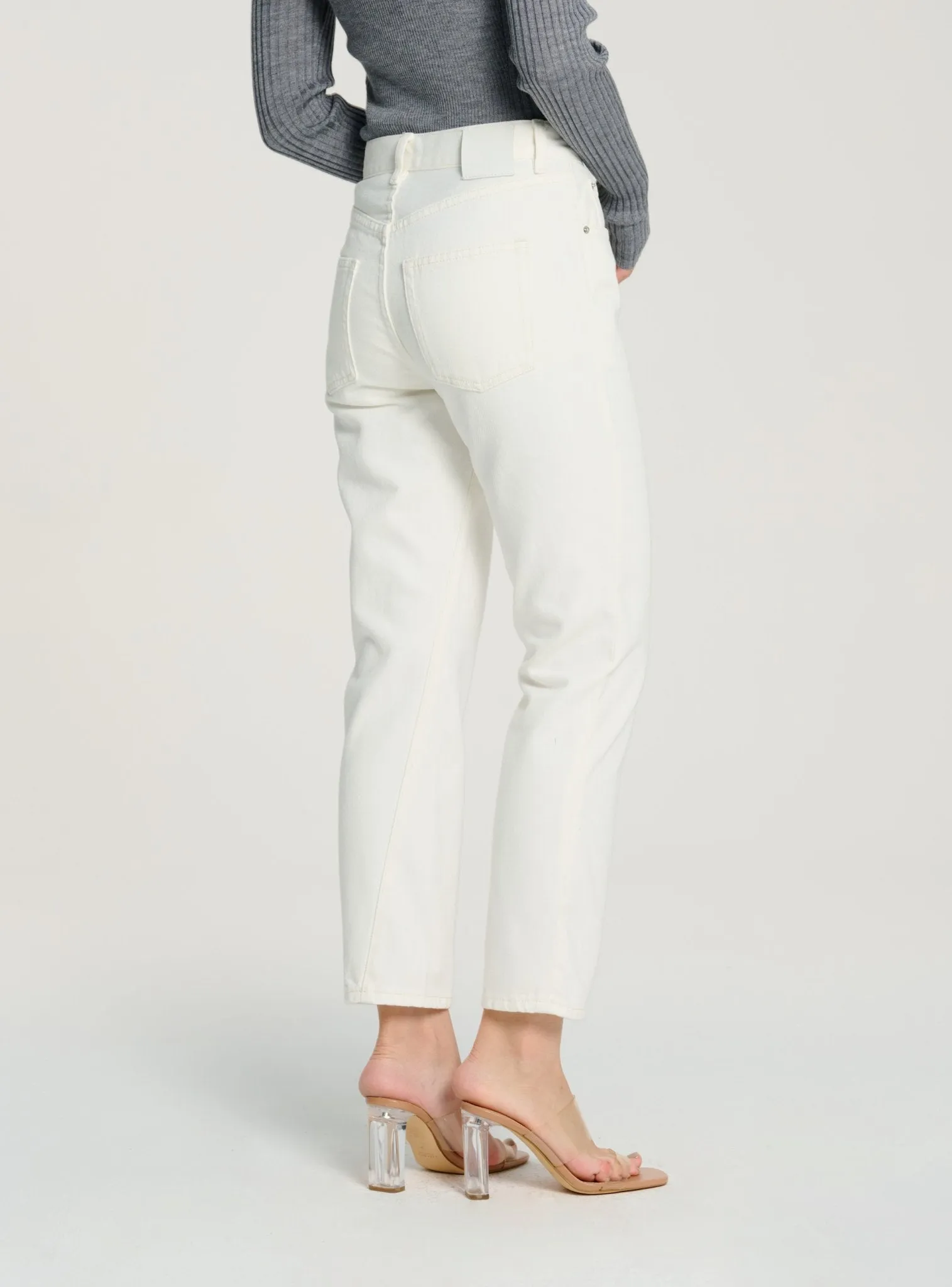 Original twisted high-rise straight-leg jeans (White)
